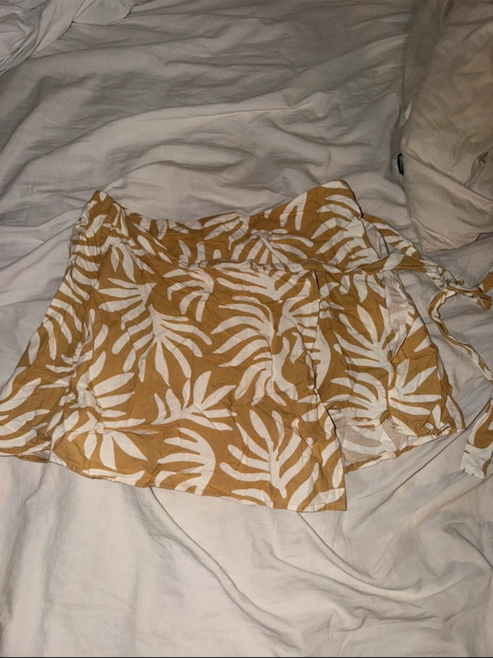 a new day Mustard and White Leaf Wrap Skort